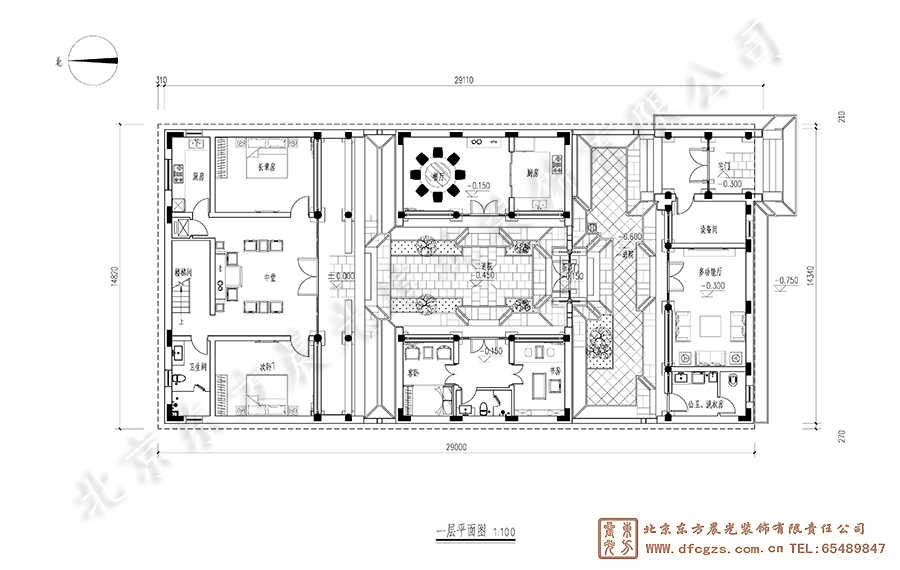 四合院設(shè)計圖-一層平面圖